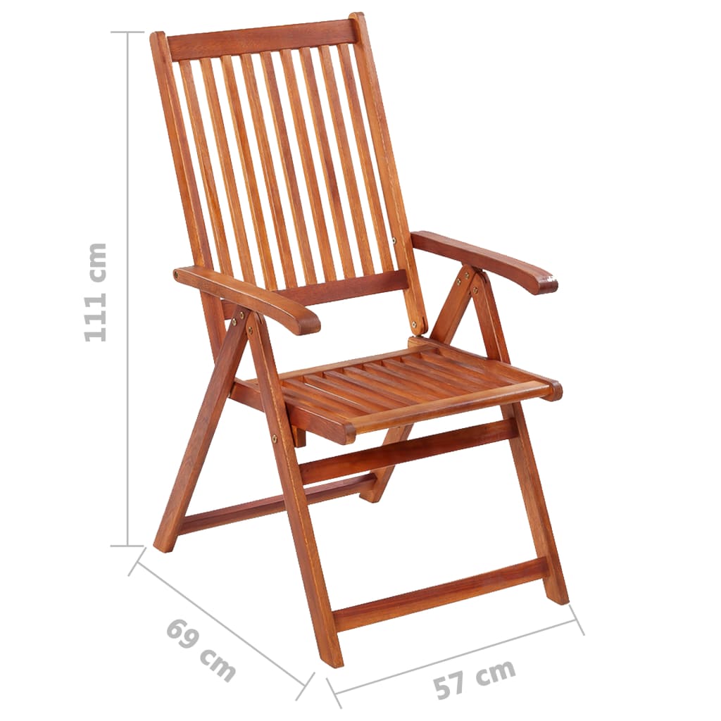 Chaises de jardin pliantes 3 pcs en bois d'acacia massif