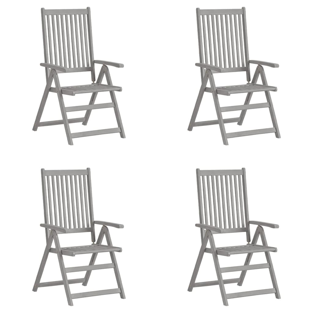 Chaises de jardin 6 pcs réglables en bois d'acacia massif gris