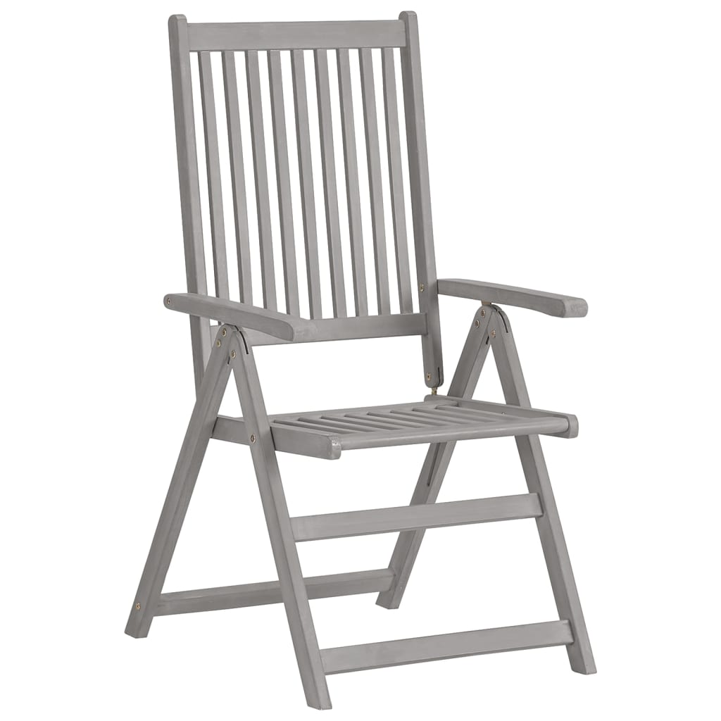 Chaises de jardin 6 pcs réglables en bois d'acacia massif gris