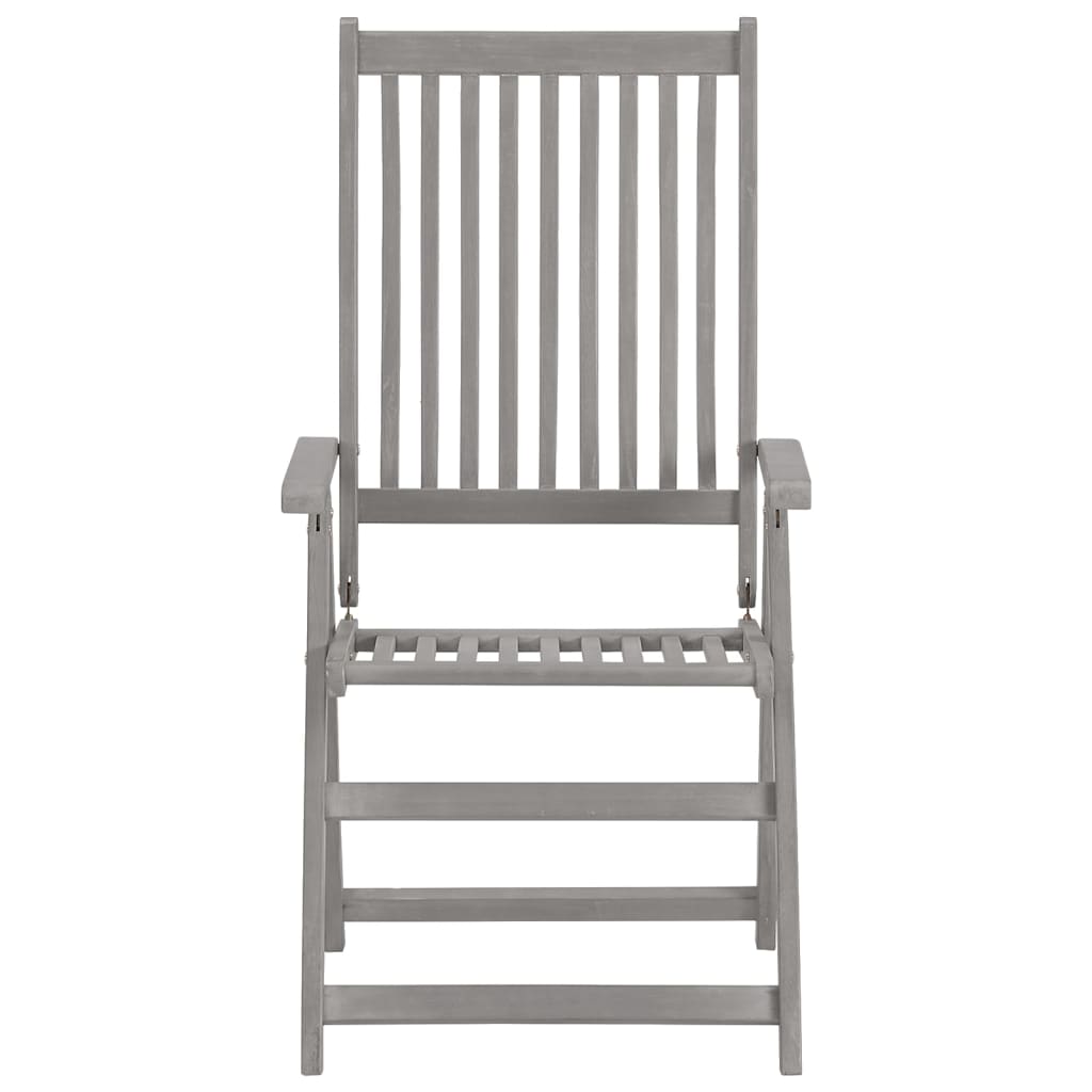 Chaises de jardin 6 pcs réglables en bois d'acacia massif gris