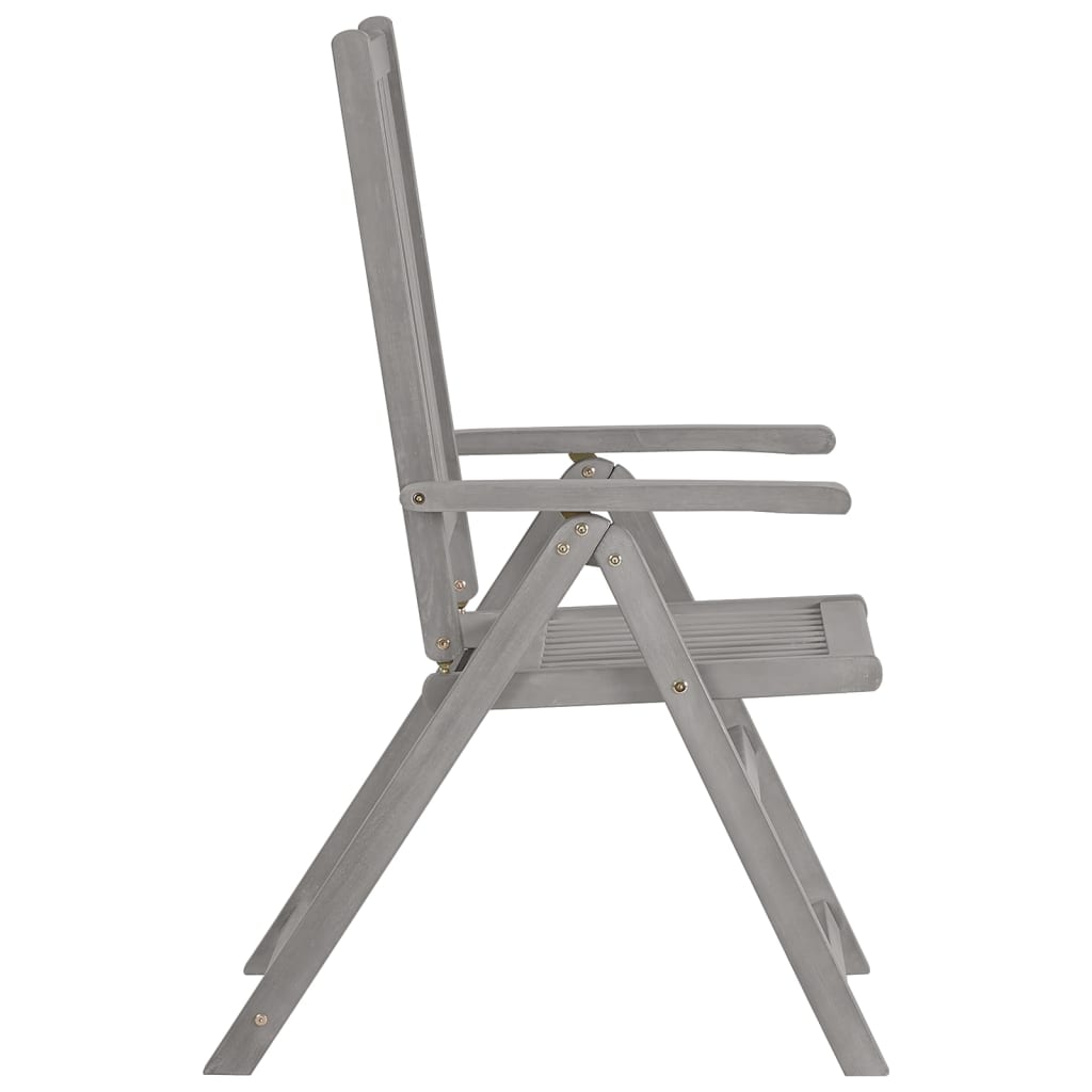 Chaises de jardin 6 pcs réglables en bois d'acacia massif gris