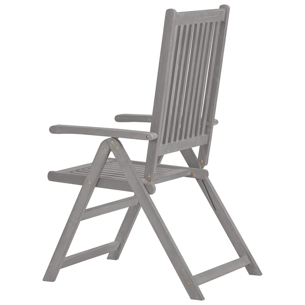 Chaises de jardin 6 pcs réglables en bois d'acacia massif gris