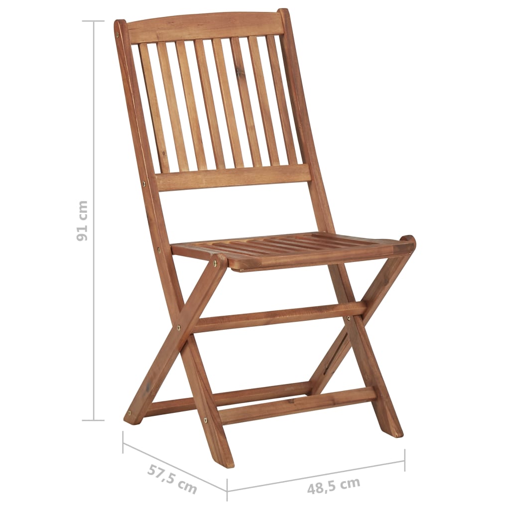 Chaises de jardin pliantes 4 pcs en bois d'acacia massif