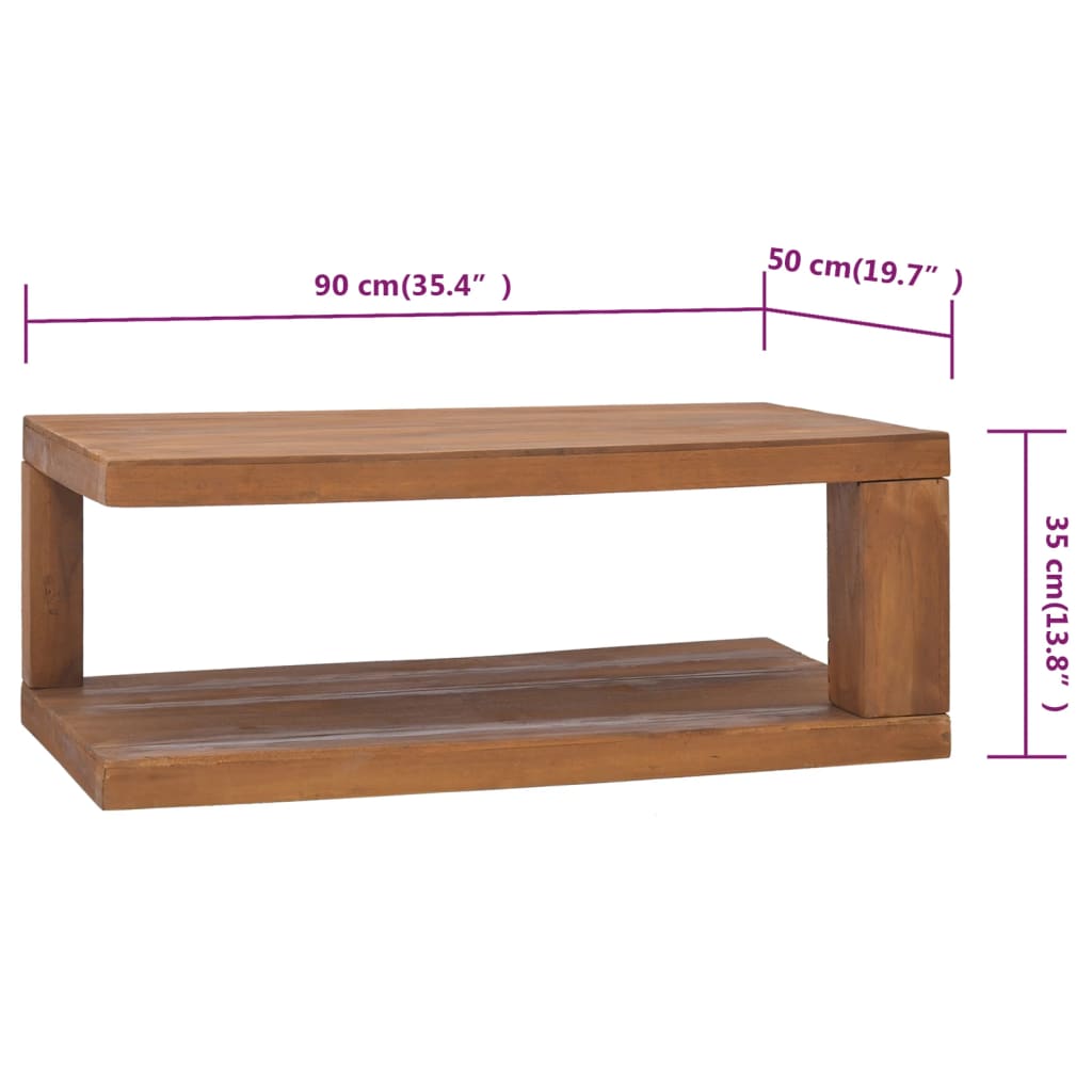 Salontafel 65x65x33 cm massief teakhout