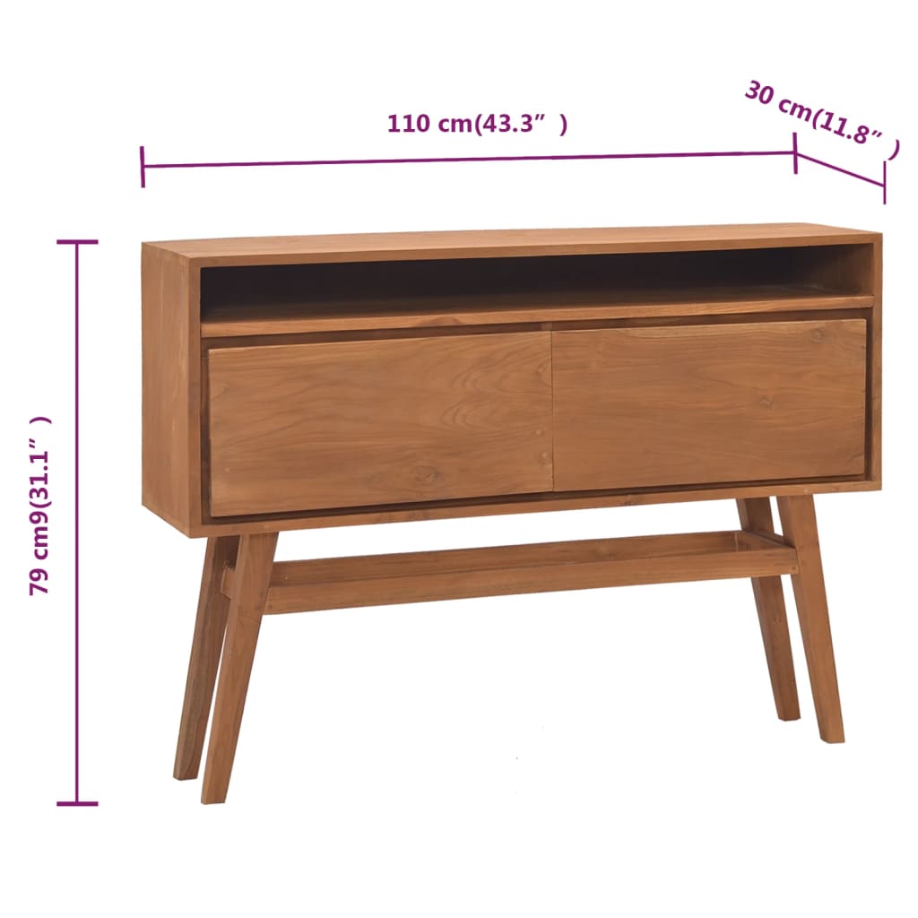 Wandtafel 80x30x80 cm massief teakhout