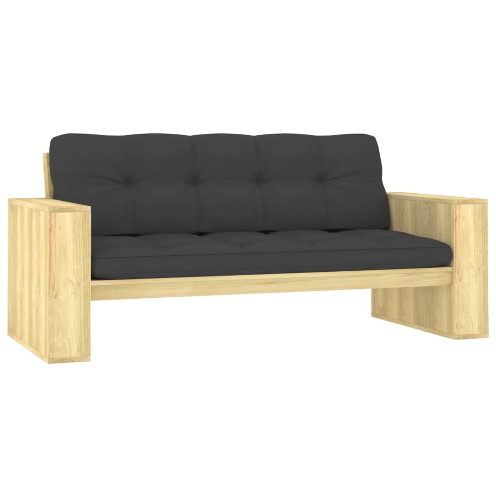 Banc de jardin avec coussins couleur crème 179 cm bois imprégné