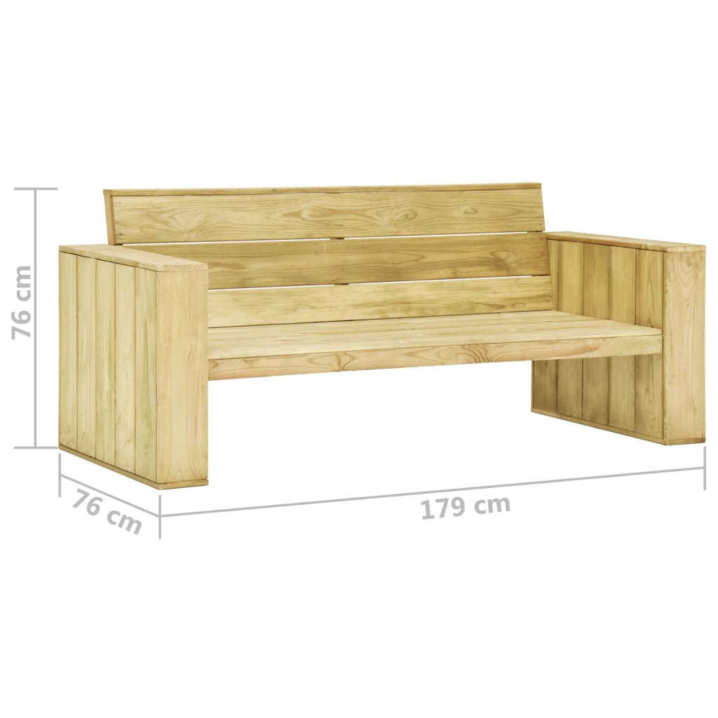 Banc de jardin avec coussins couleur crème 179 cm bois imprégné