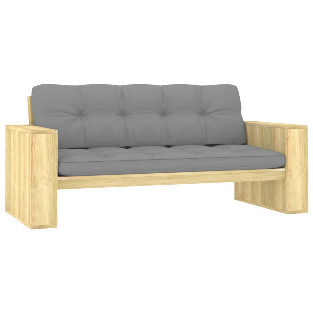 Banc de jardin avec coussins couleur crème 179 cm bois imprégné