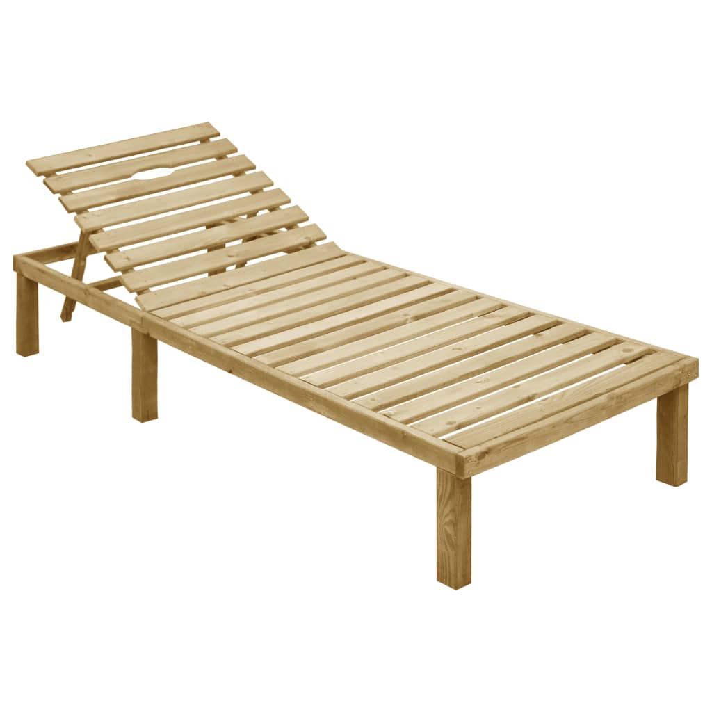 Chaise longue avec coussin en bois de pin imprégné