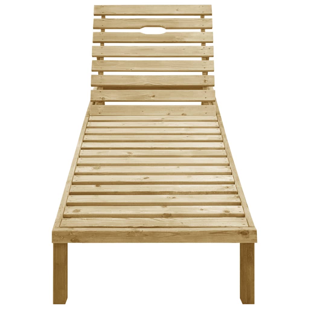 Chaise longue avec coussin en bois de pin imprégné