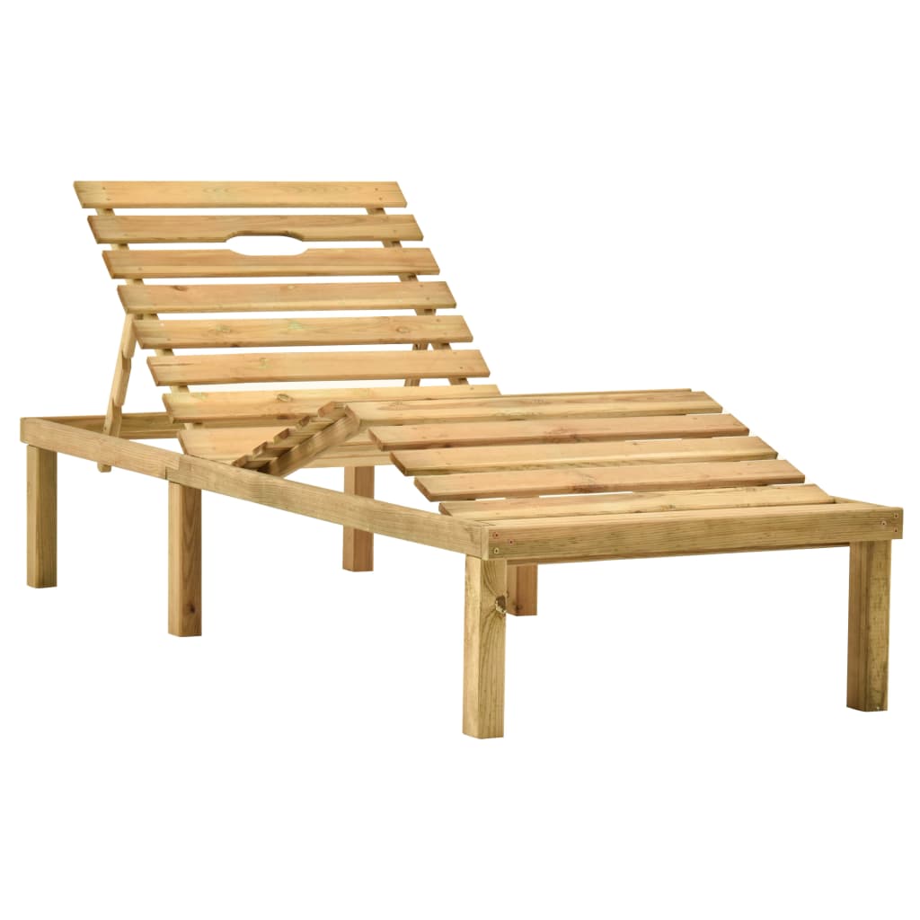 Chaise longue avec coussin en bois de pin imprégné