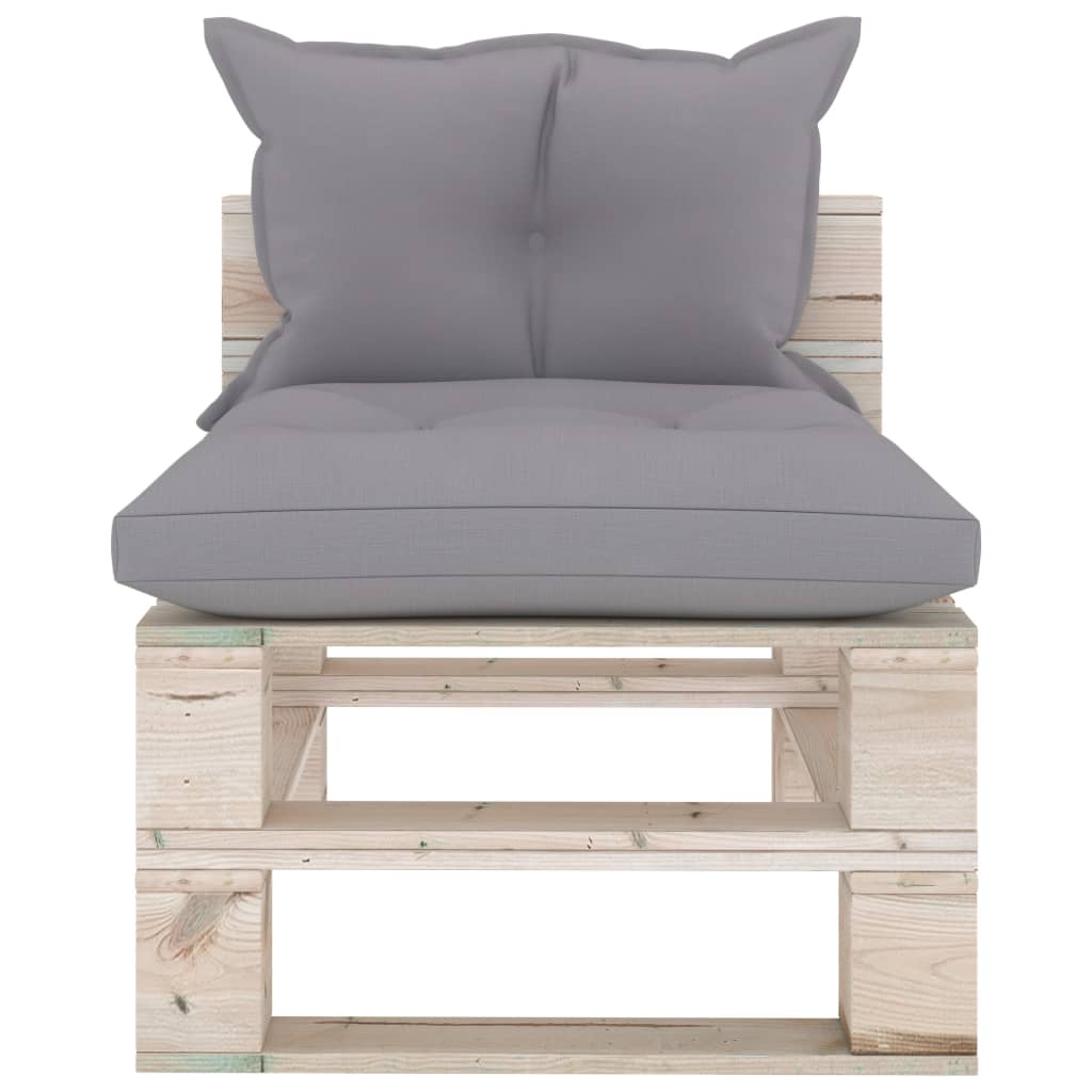 Banc de jardin avec coussins bleus, bois de pin palette