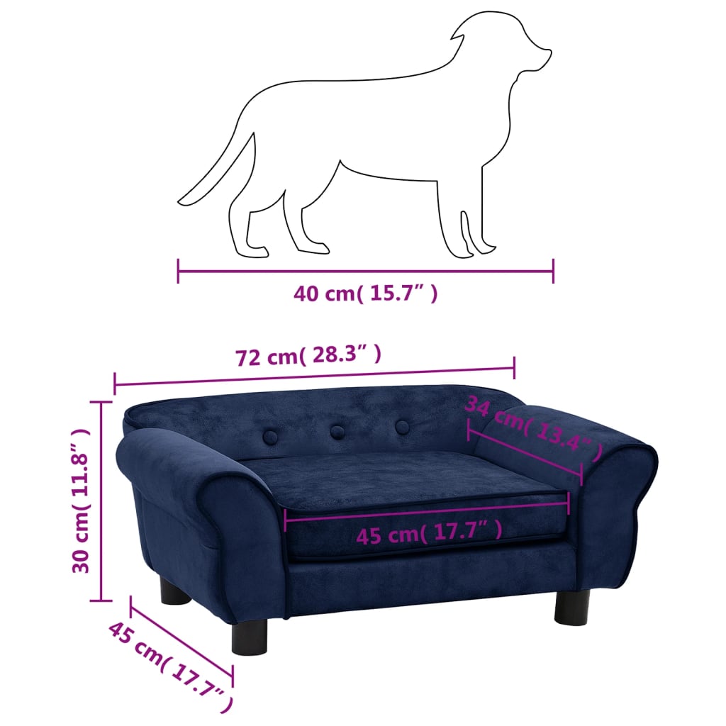 Hondenbank 72x45x30 cm pluche