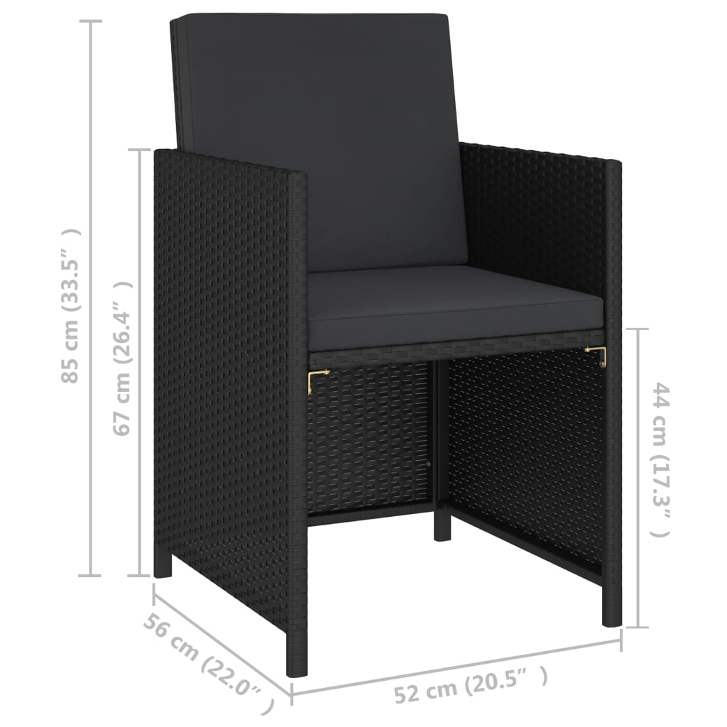 6-delige Tuinset met kussens poly rattan