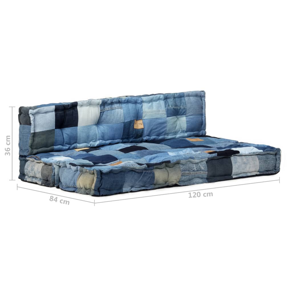 2-delige Bankkussenset pallet denim patchwork blauw