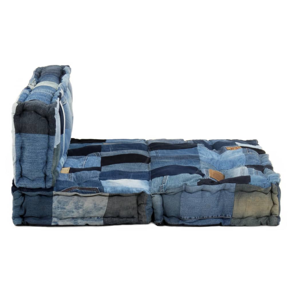 2-delige Bankkussenset pallet denim patchwork blauw