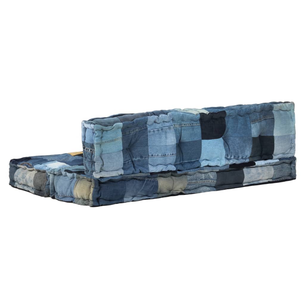 2-delige Bankkussenset pallet denim patchwork blauw