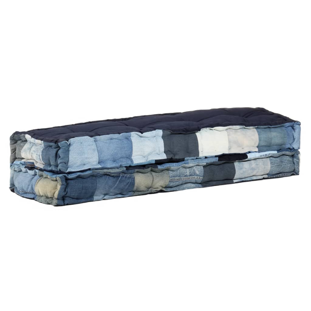 2-delige Bankkussenset pallet denim patchwork blauw