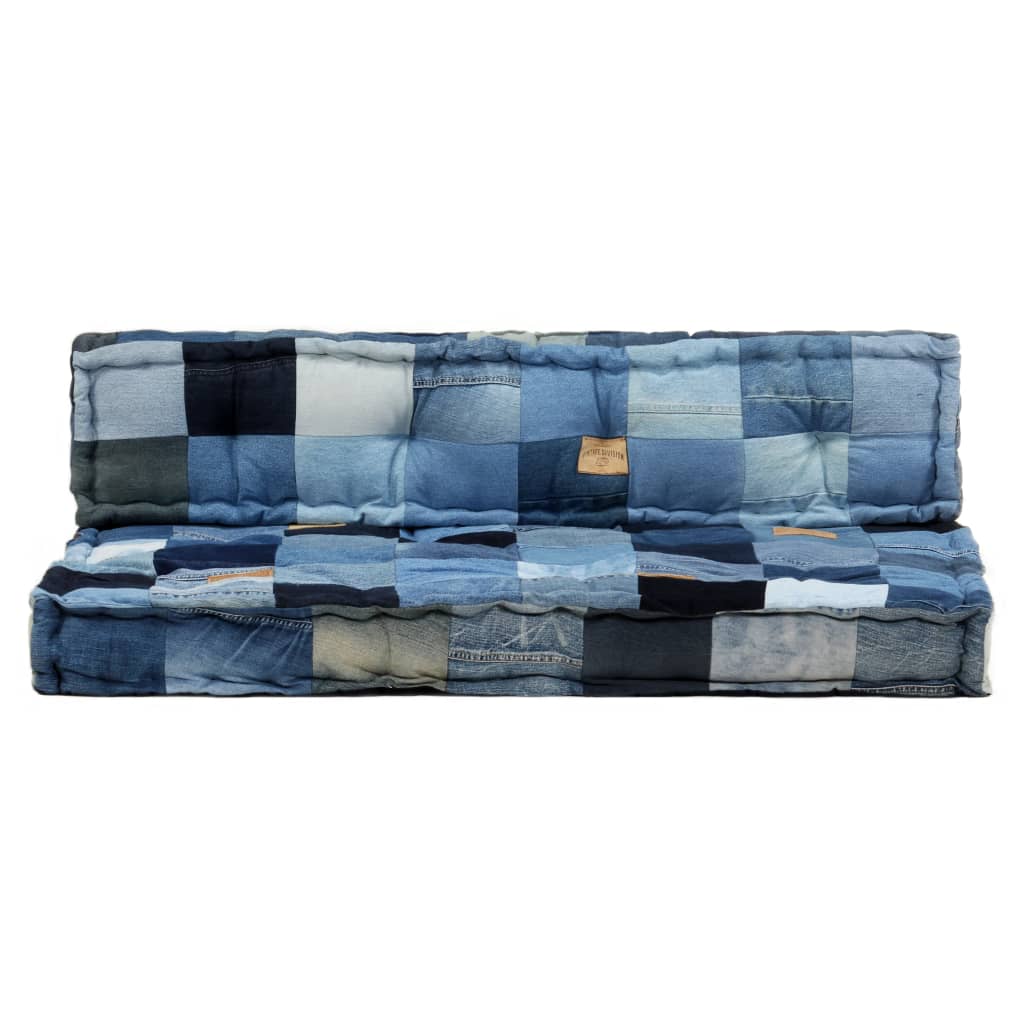 2-delige Bankkussenset pallet denim patchwork blauw