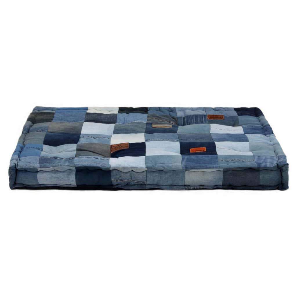 2-delige Bankkussenset pallet denim patchwork blauw