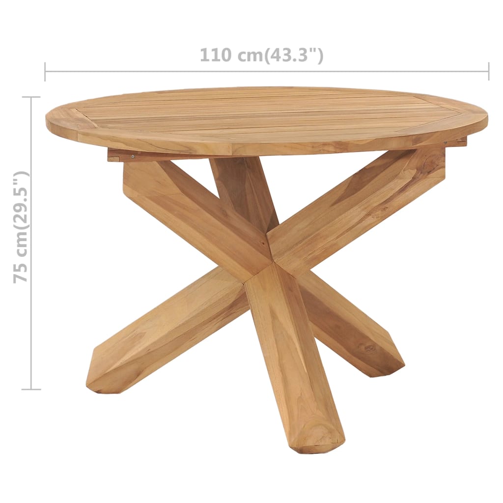 Table de jardin Ø110x75 cm en teck massif