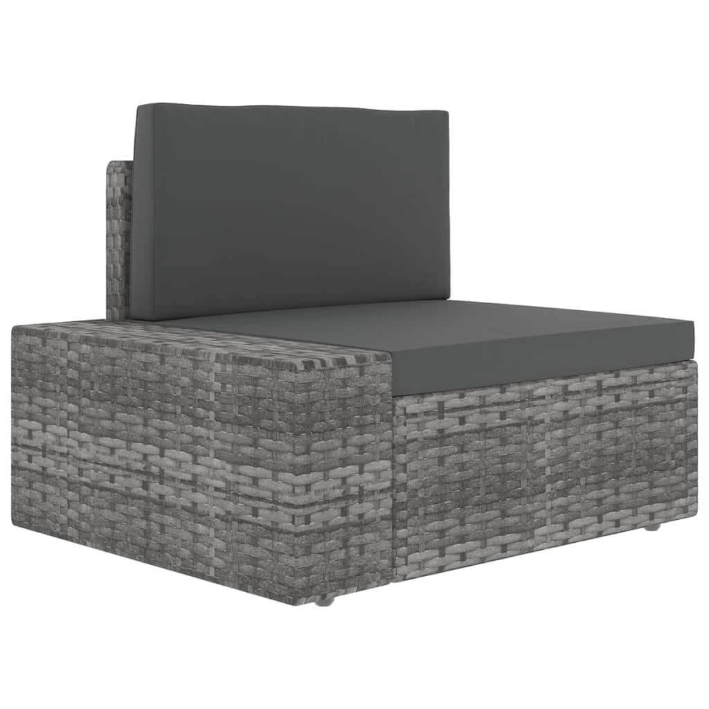 5-delige Loungeset met kussens poly rattan grijs