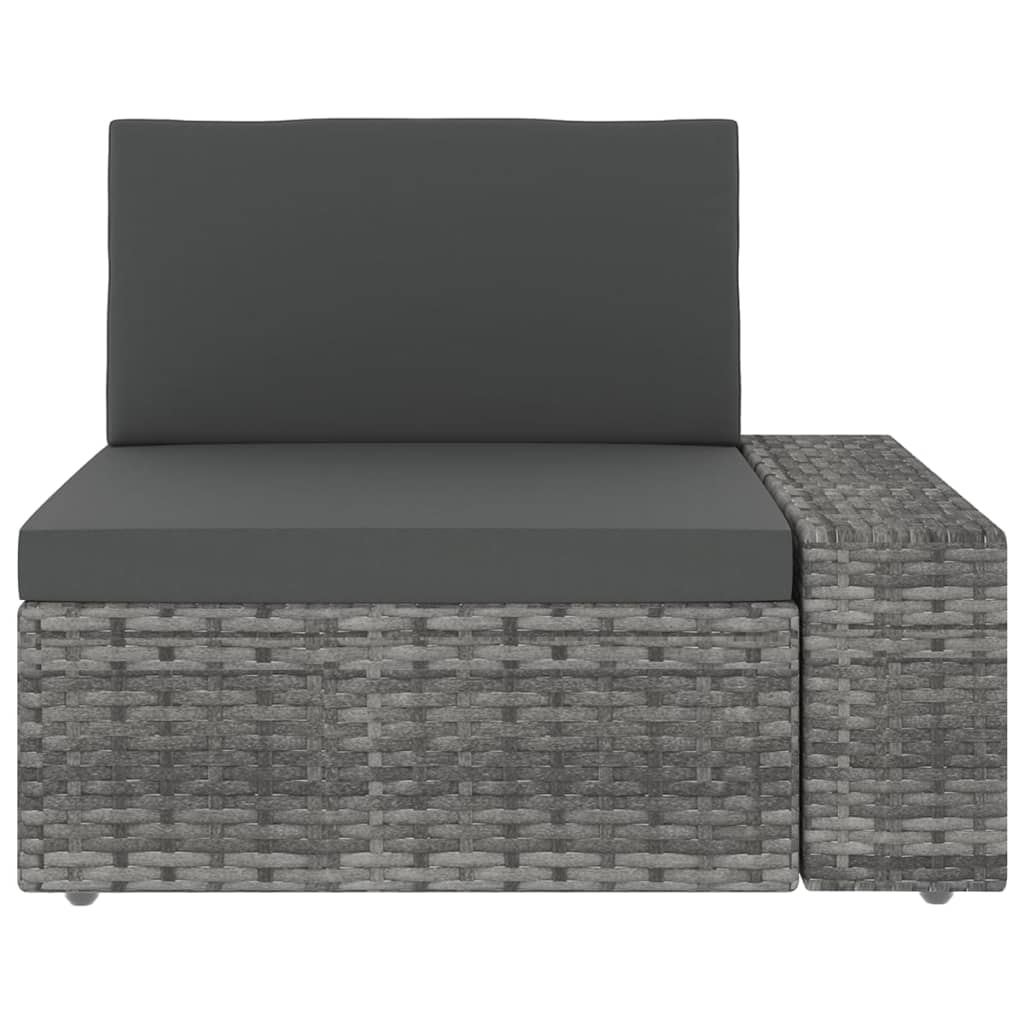 6-delige Loungeset met kussens poly rattan grijs