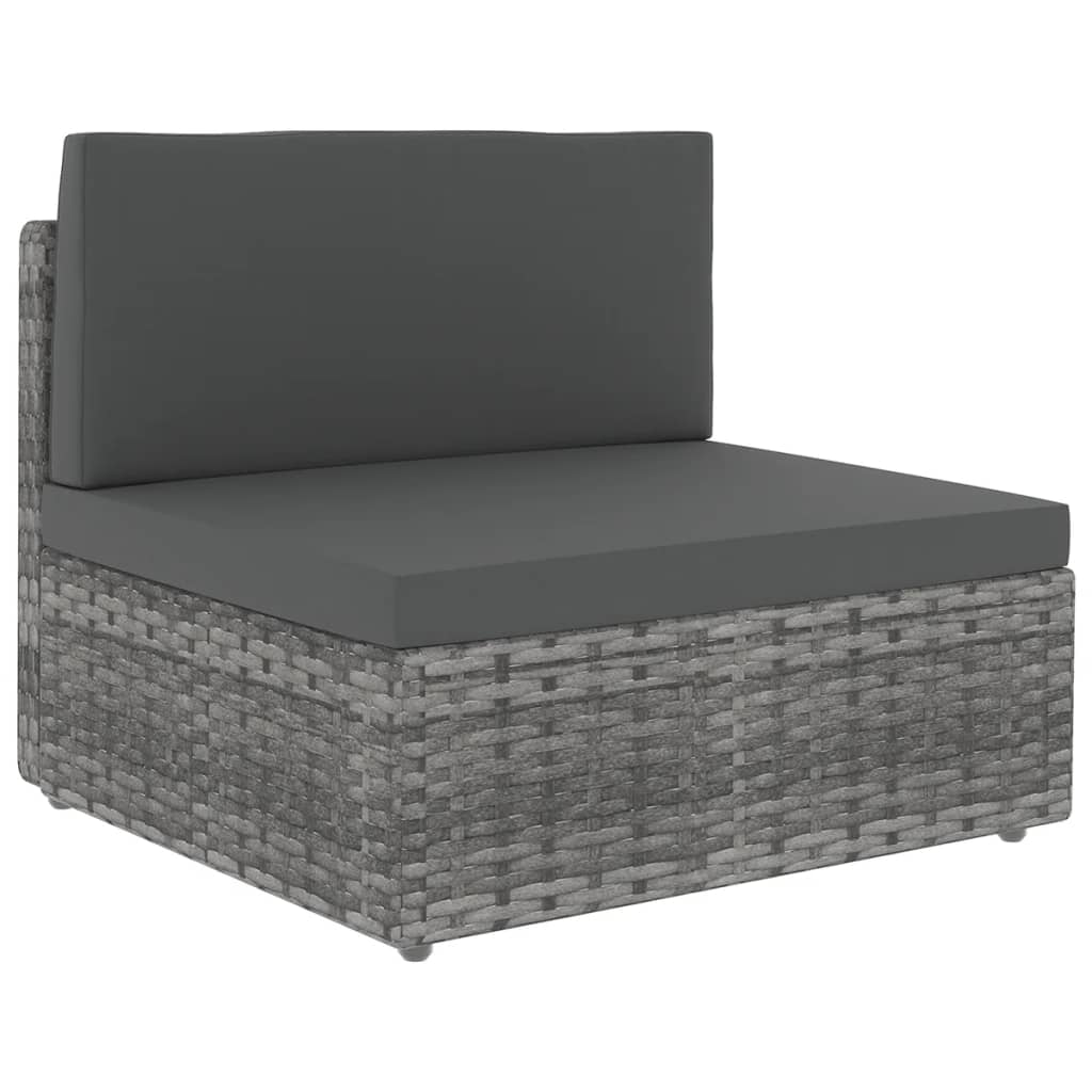 5-delige Loungeset met kussens poly rattan grijs