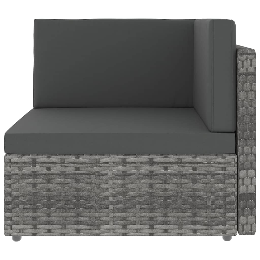 6-delige Loungeset met kussens poly rattan grijs