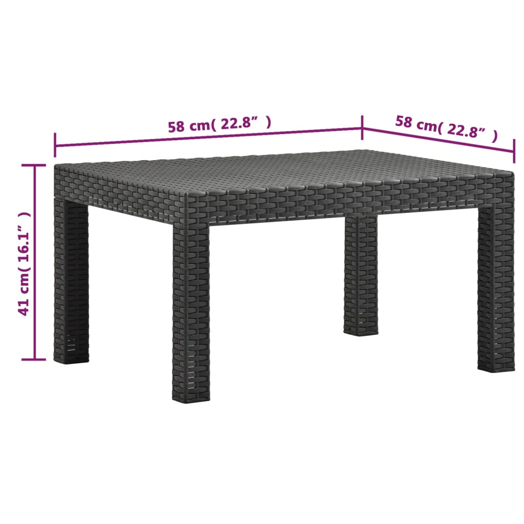 4-delige Loungeset met kussens PP rattan antracietkleurig