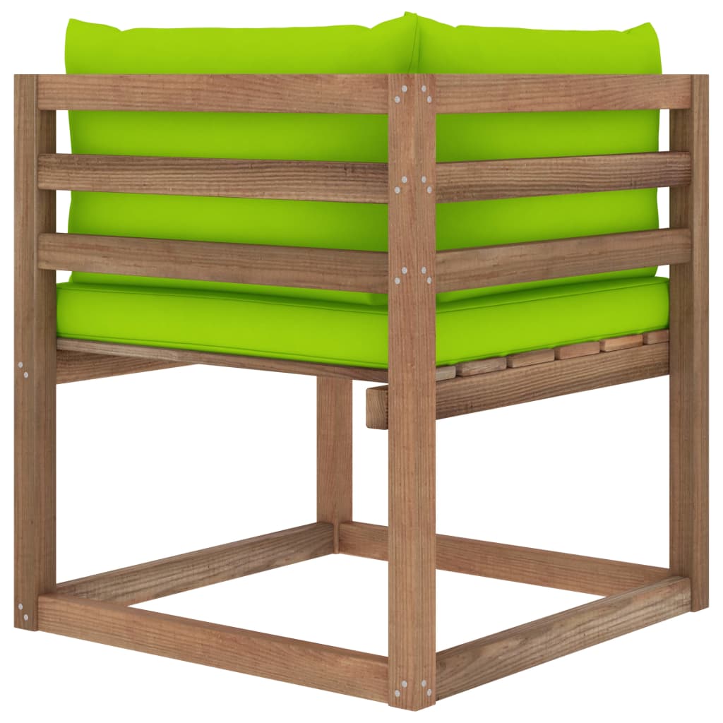 Banc de jardinerie avec palette de coussins