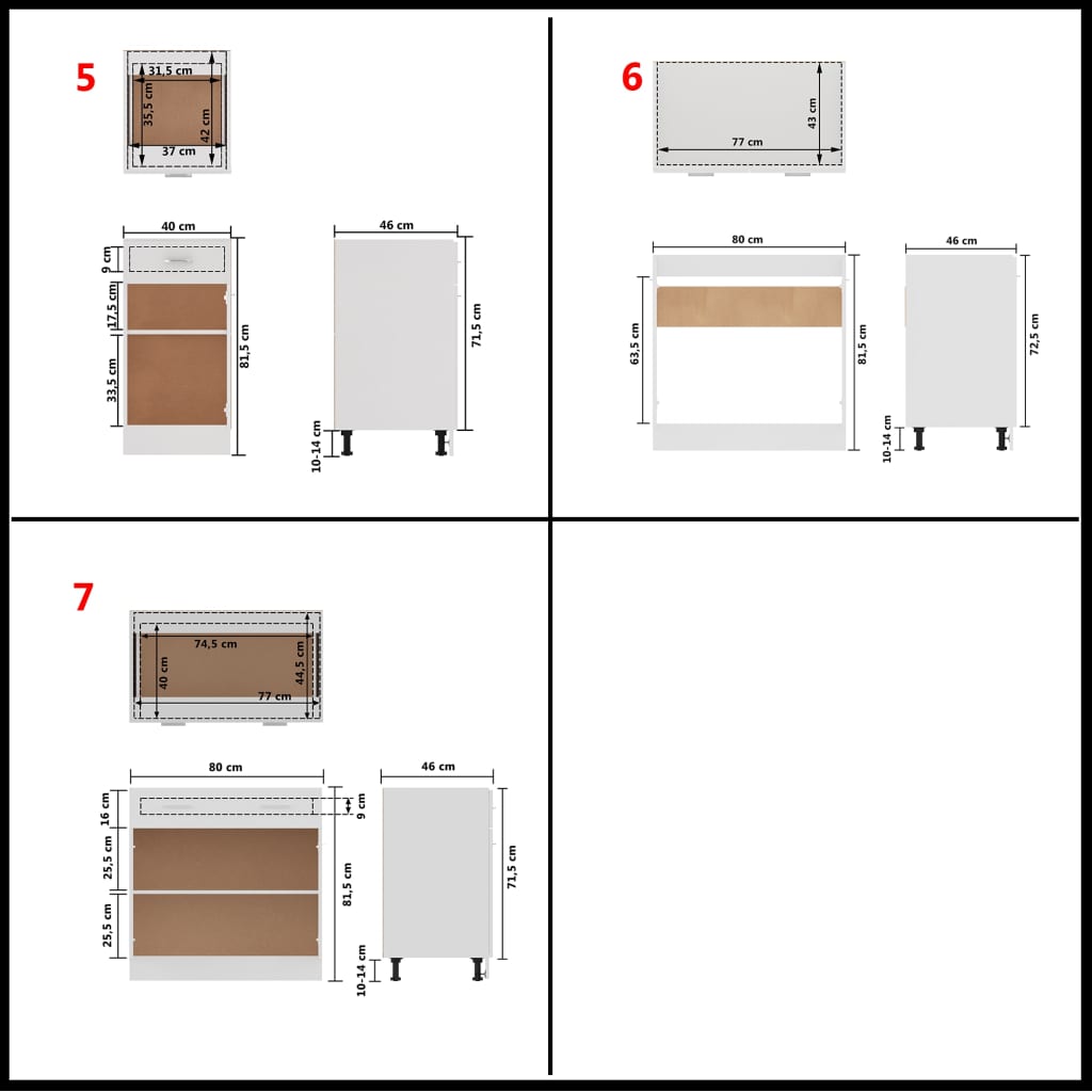 Ensemble d'armoires de cuisine 7 pièces en bois