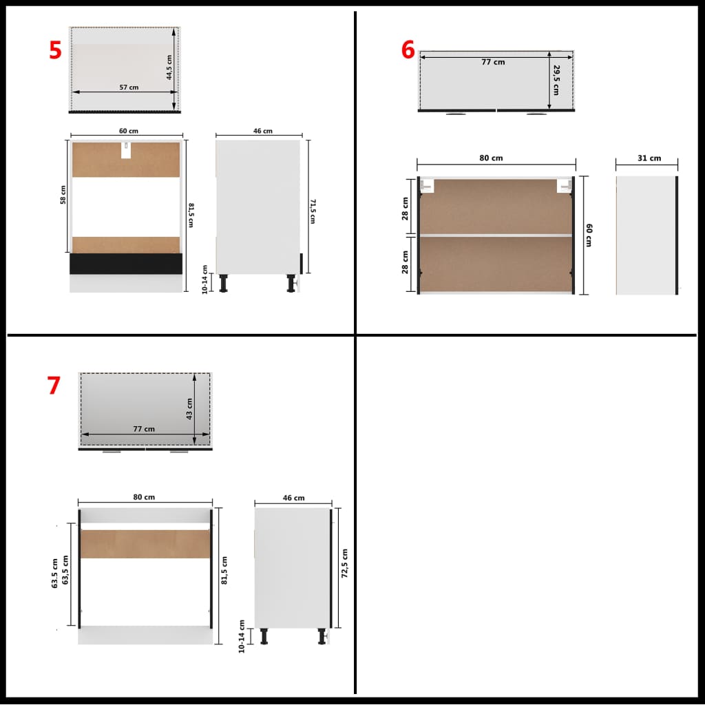 Ensemble d'armoires de cuisine 7 pièces en bois couleur chêne