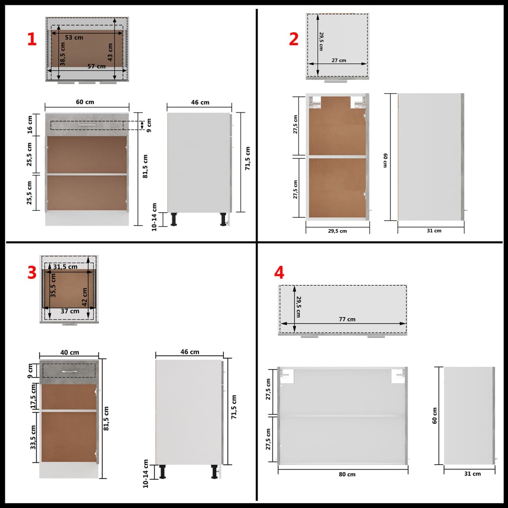 8-delige Keukenkastenset bewerkt hout wit