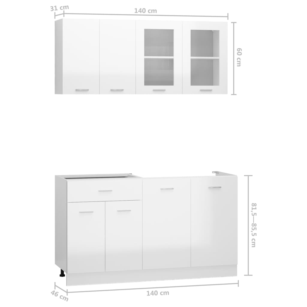 Ensemble d'armoires de cuisine 4 pièces en bois