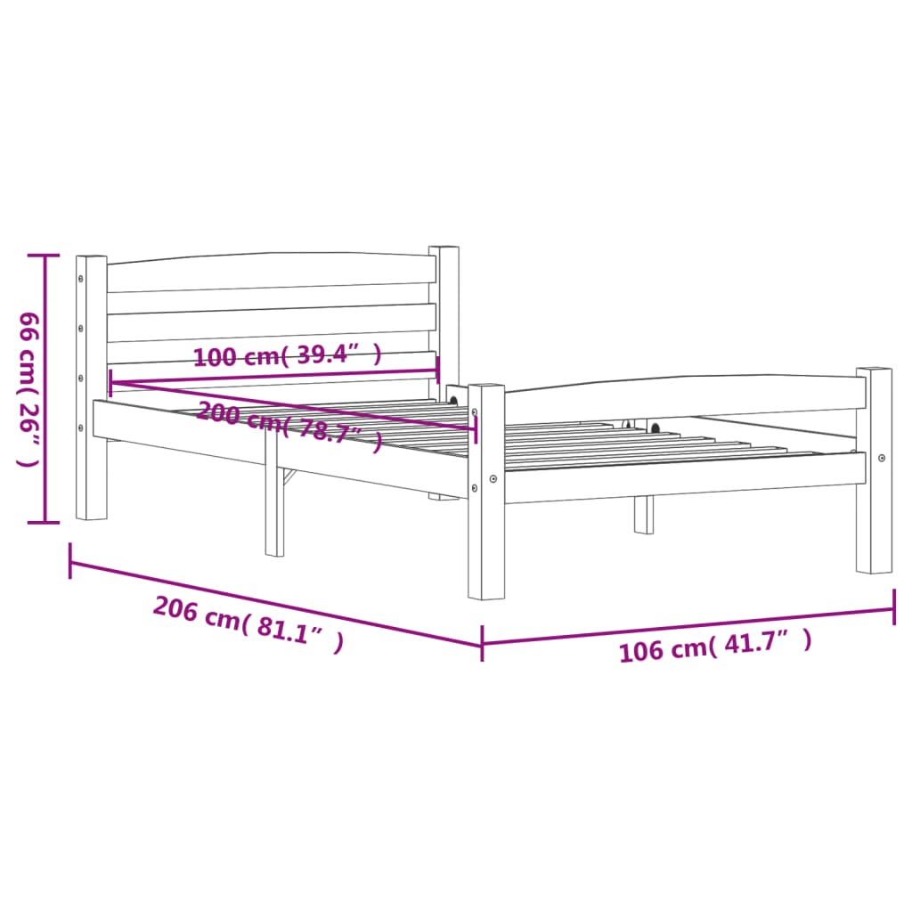 Bedframe massief grenenhout 120x200 cm