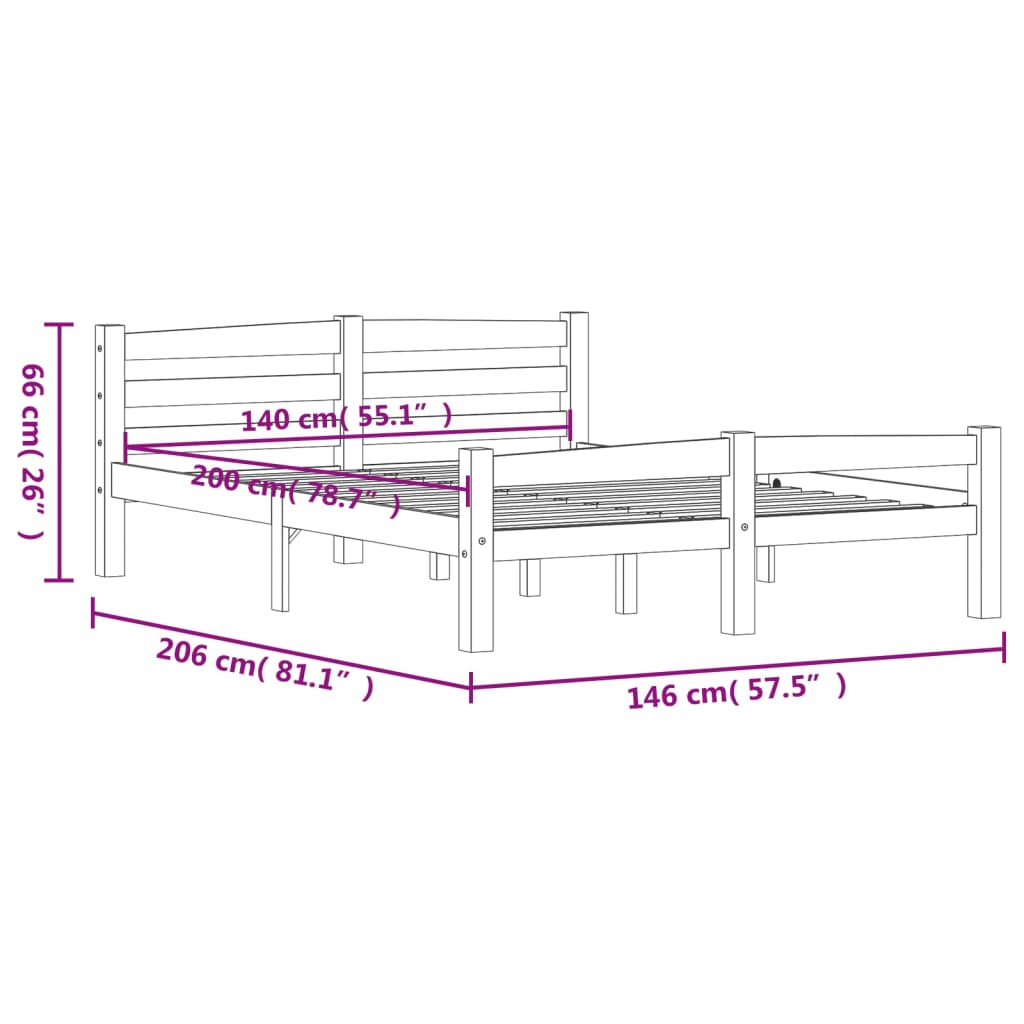 Bedframe massief grenenhout 120x200 cm