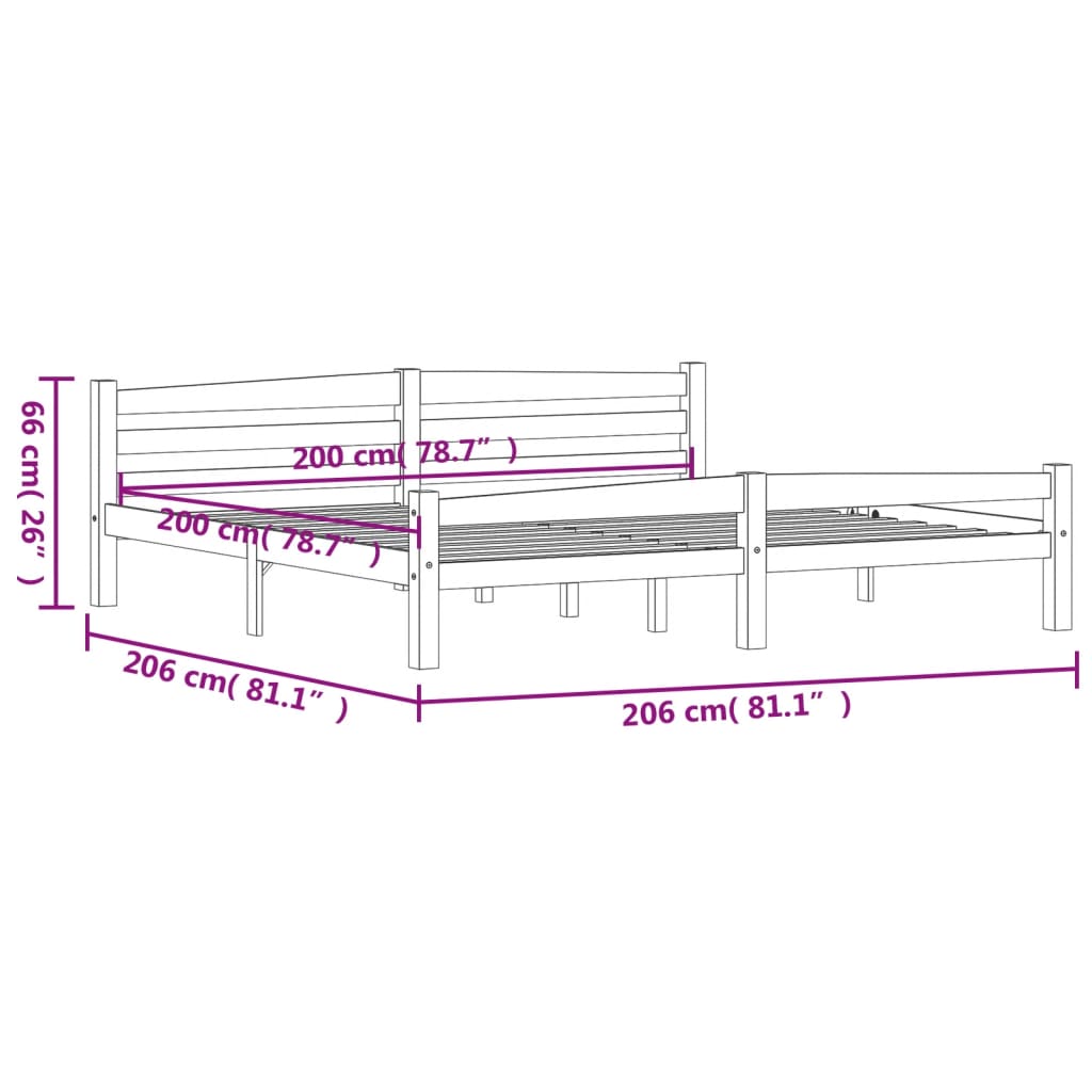 Bedframe massief grenenhout 120x200 cm