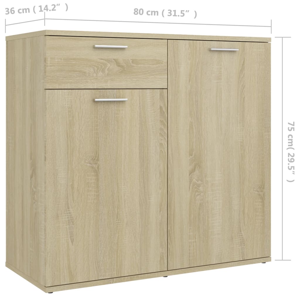 Dressoir 80x36x75 cm bewerkt hout