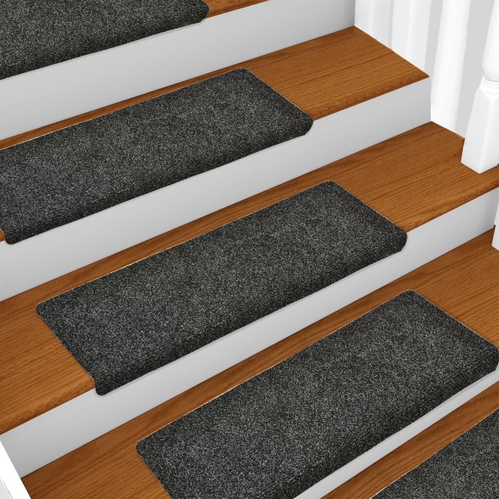 Tapis d'escalier 15 pcs 65x21x4 cm feutre aiguilleté