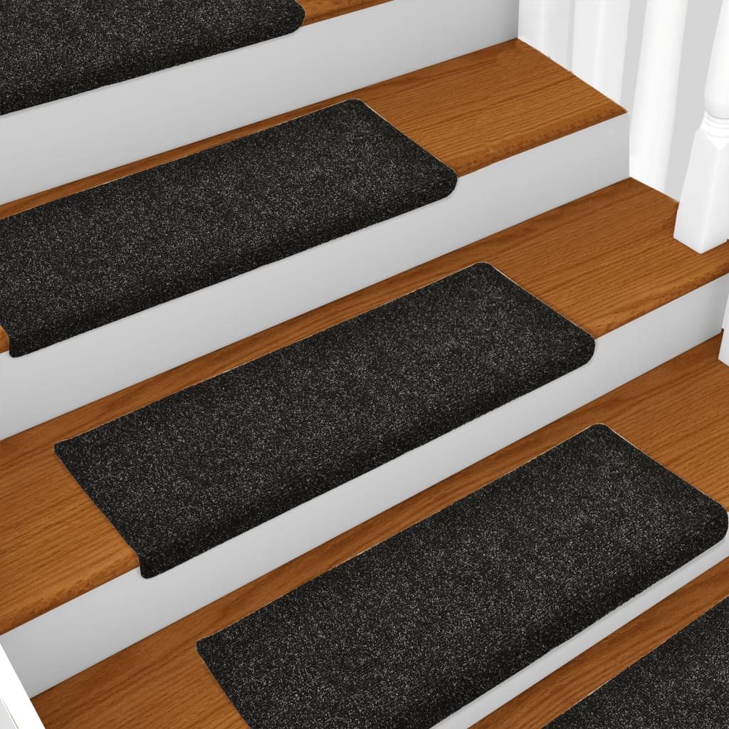 Tapis d'escalier 15 pcs 65x21x4 cm feutre aiguilleté