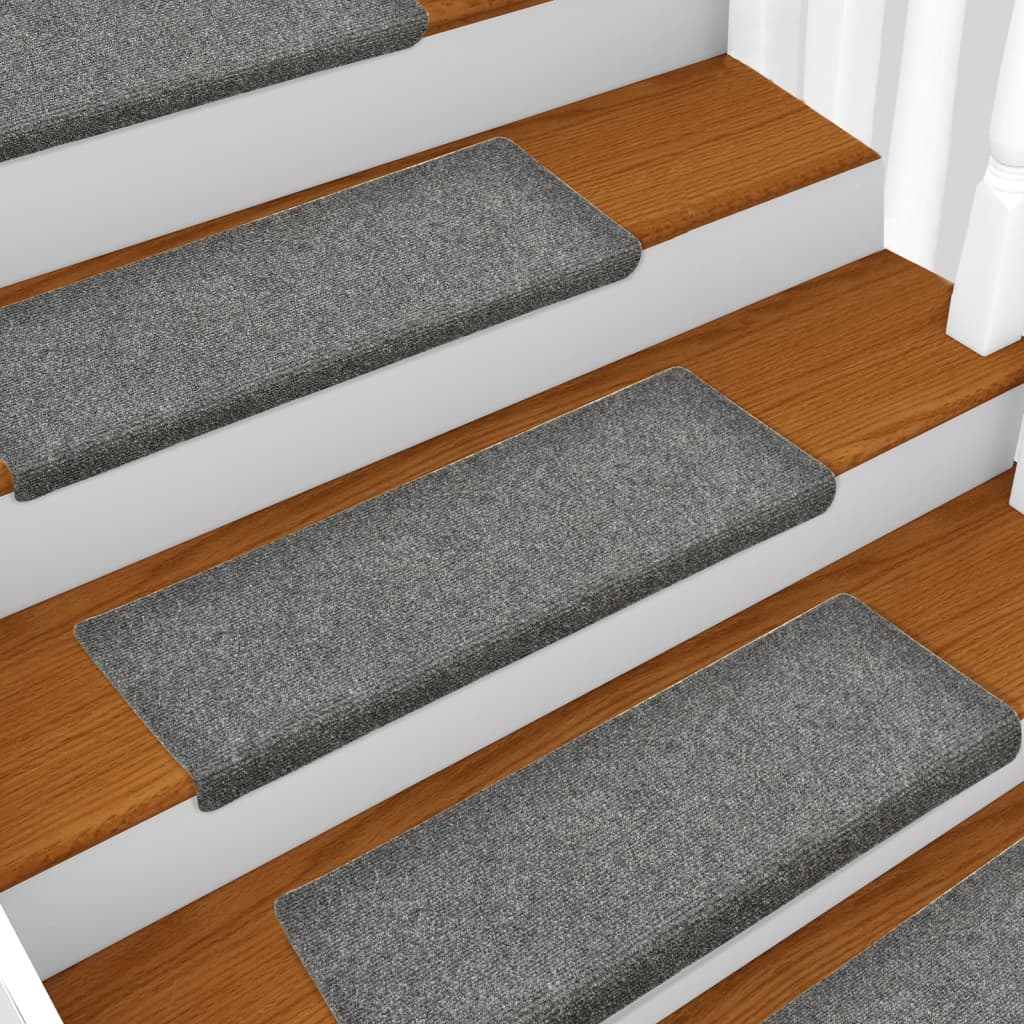 Tapis d'escalier 15 pcs 65x21x4 cm feutre aiguilleté