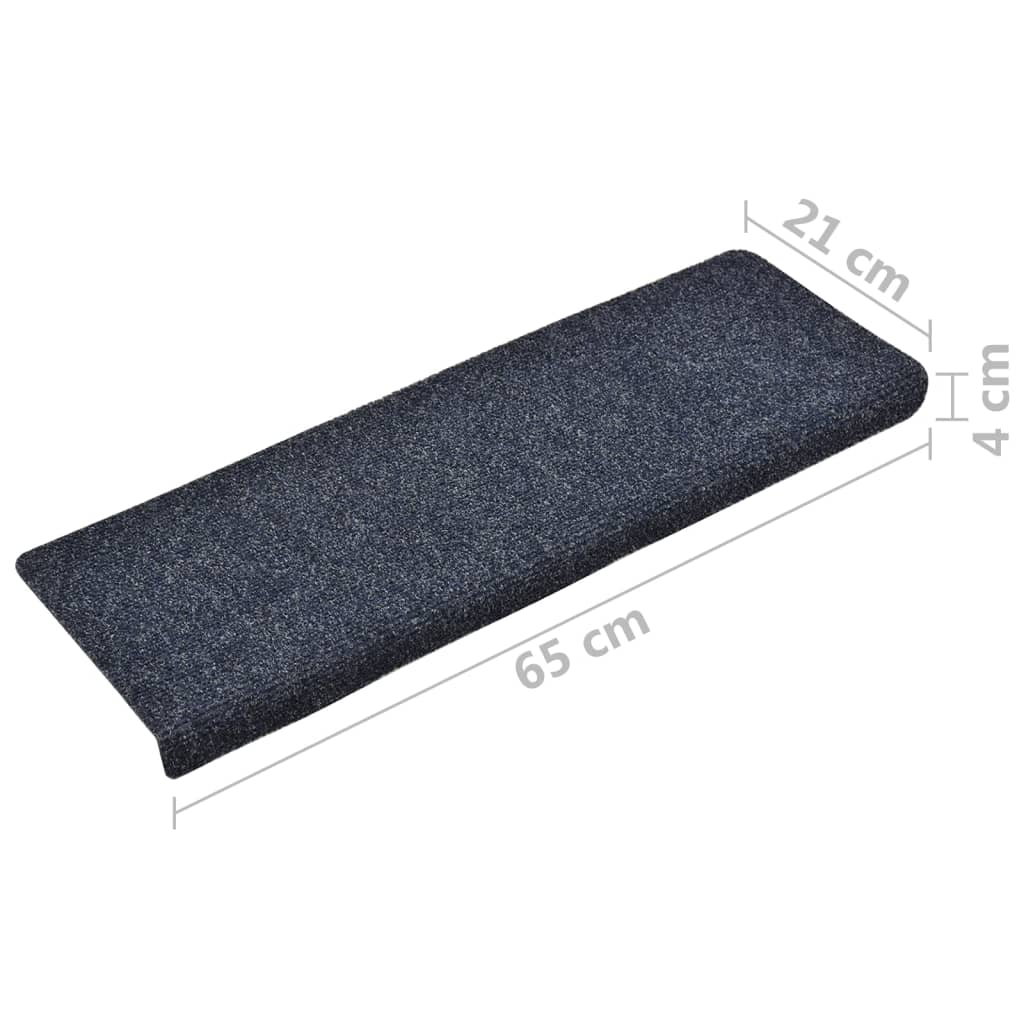 Tapis d'escalier 15 pcs 65x21x4 cm feutre aiguilleté