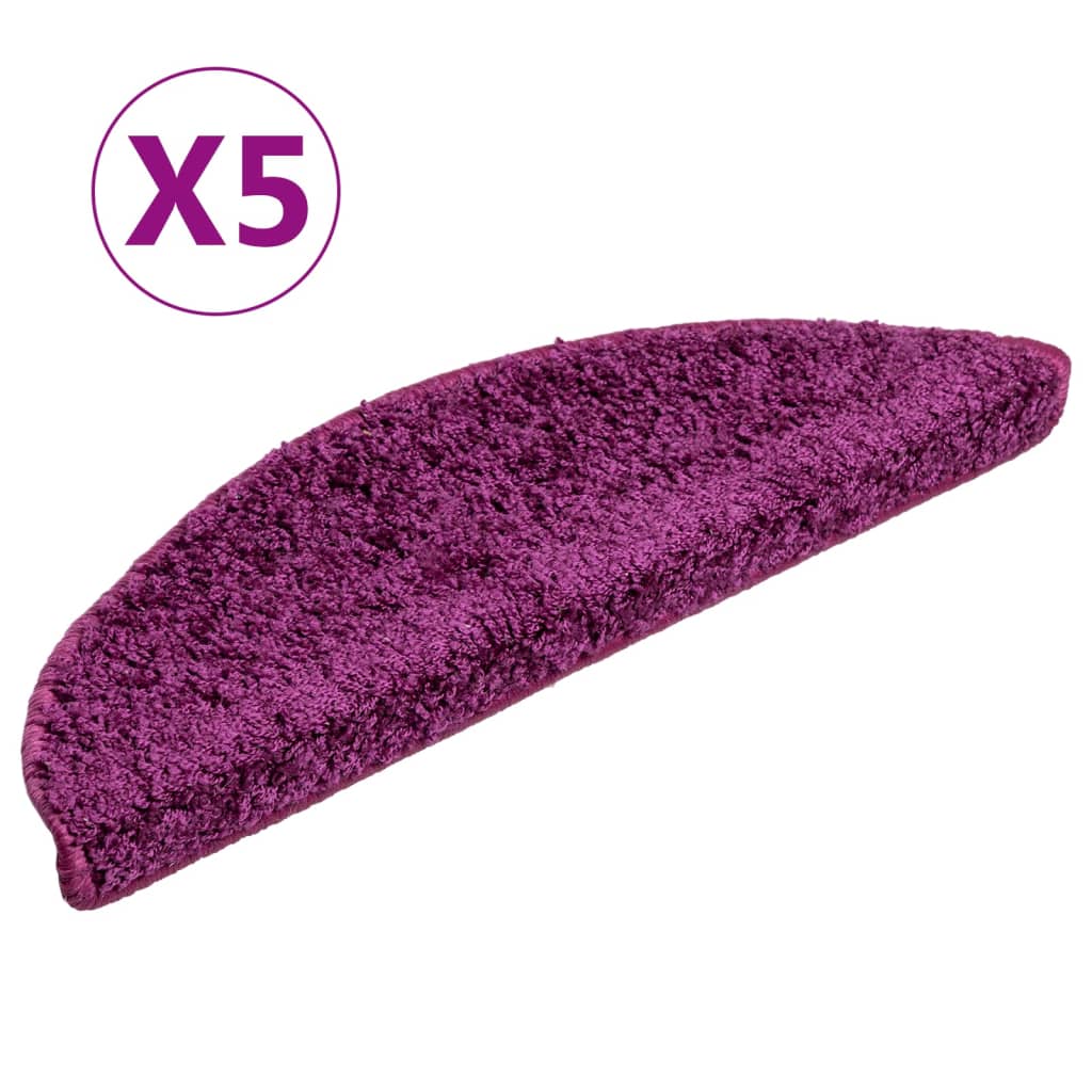 Tapis d'escalier 5 pcs 56x17x3 cm violet