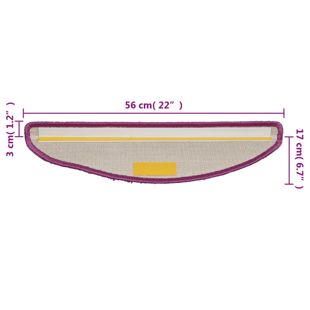 Tapis d'escalier 5 pcs 56x17x3 cm violet