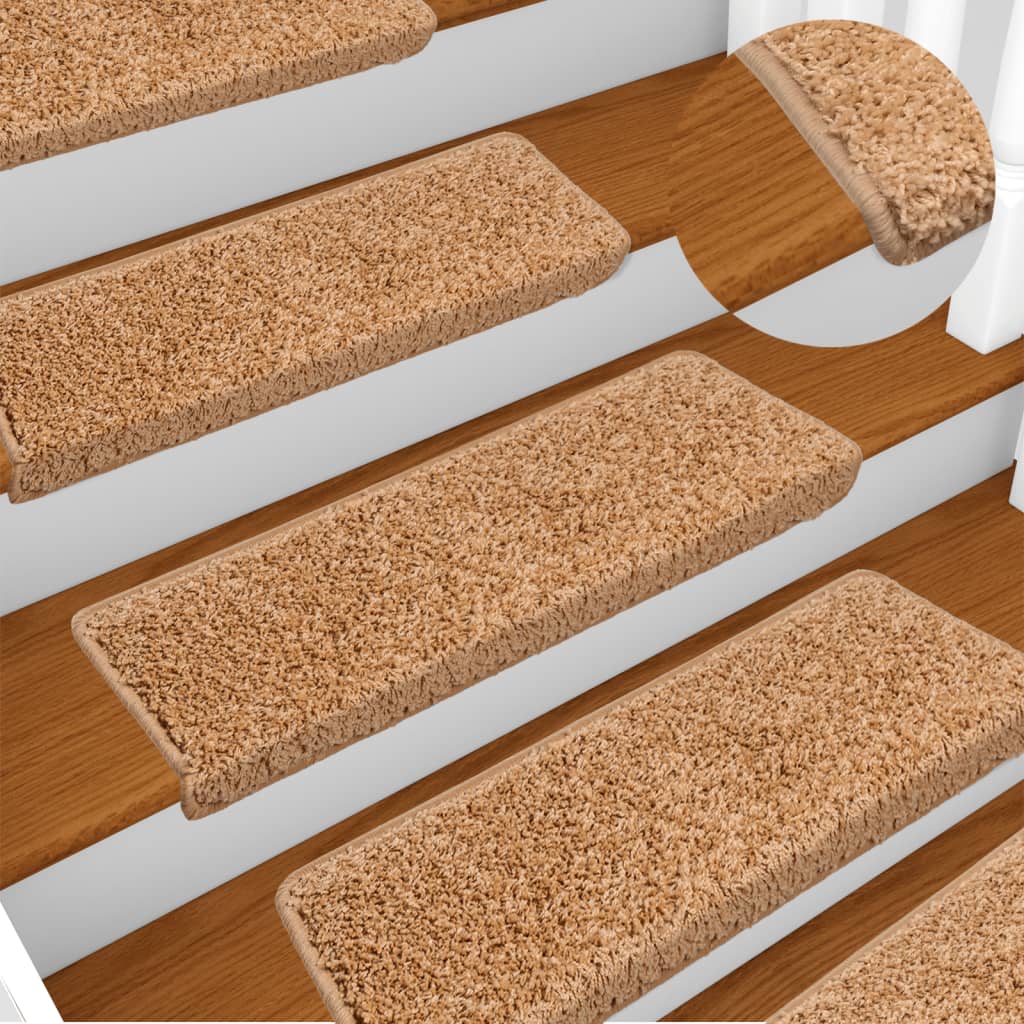 Tapis d'escalier 15 pcs 65x21x4 cm doré