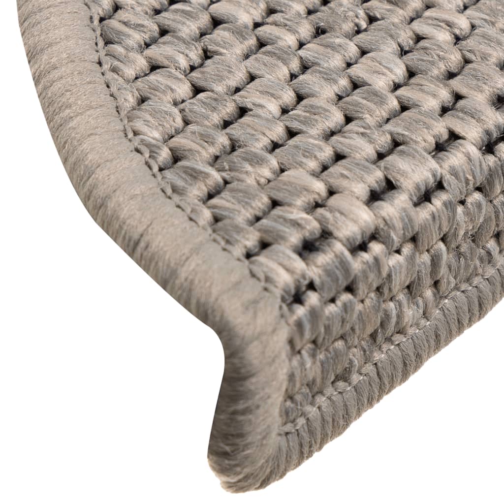 Trapmatten zelfklevend 15 st sisal-look 56x17x3 cm platinakleur