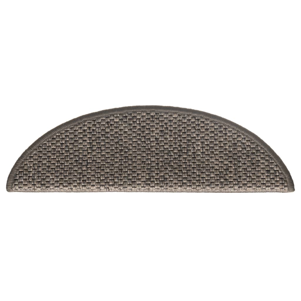 Trapmatten zelfklevend 15 st sisal-look 56x17x3 cm platinakleur