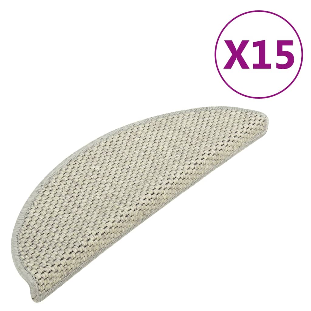 Trapmatten zelfklevend 15 st sisal-look 65x21x4 cm zandkleurig