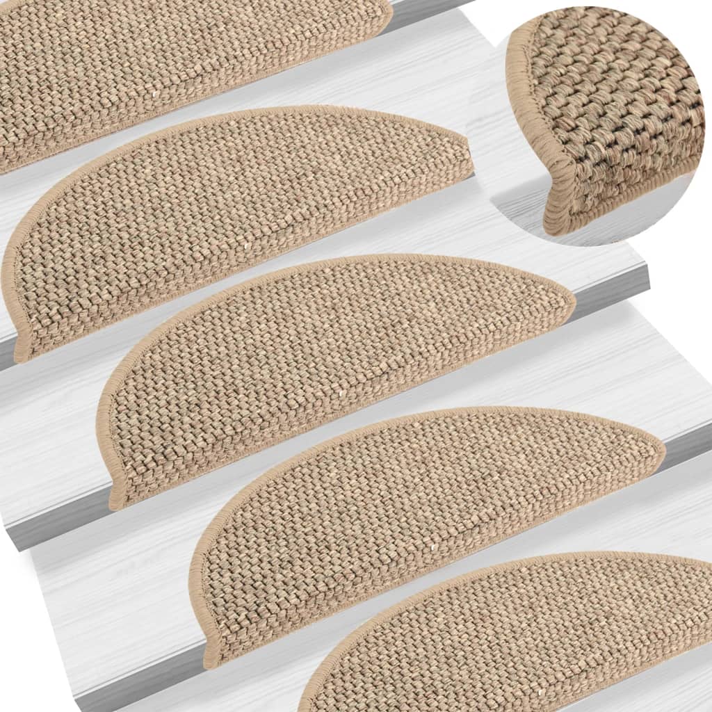 Trapmatten zelfklevend 15 st sisal-look 65x21x4 cm zandkleurig